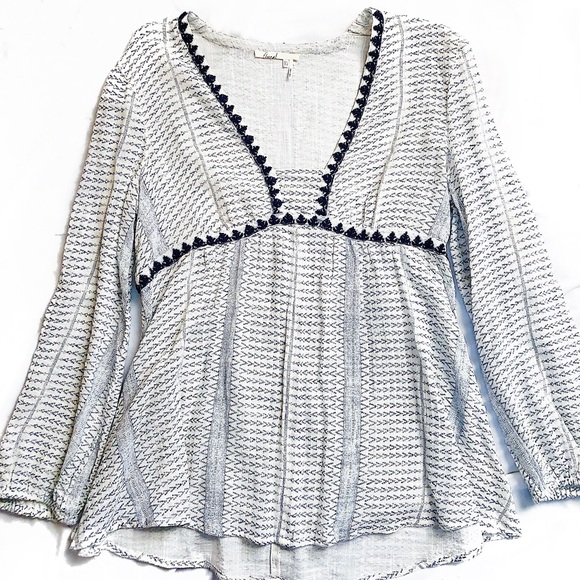 Anthropologie Tops - Anthropologie Floreat Navy Embroidered Blouse